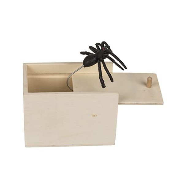 MIJOMA Araignée dans une boîte en bois Prank Jeu de farces Scary Spider pour enfants adultes Party Cadeau amusant réutilisabl