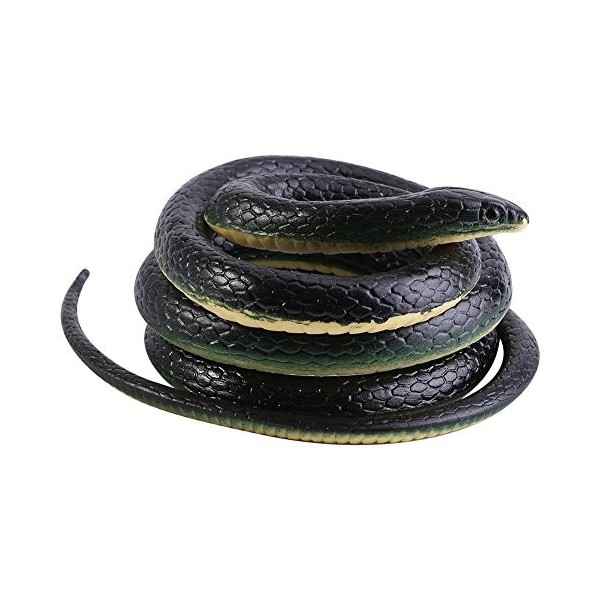 Hztyyier Réaliste en Caoutchouc Souple Noir Mamba Serpent Jouet de Jardin Accessoires 52 Pouces de Long pour drôle Blague Bla