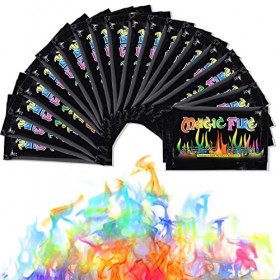 Herefun 20-Pack Feu Mystique, Poudre pour Colorer Les Flammes, Magique Arc-en-Ciel Flamme, Feu Multicolore et Mystique, Mysti