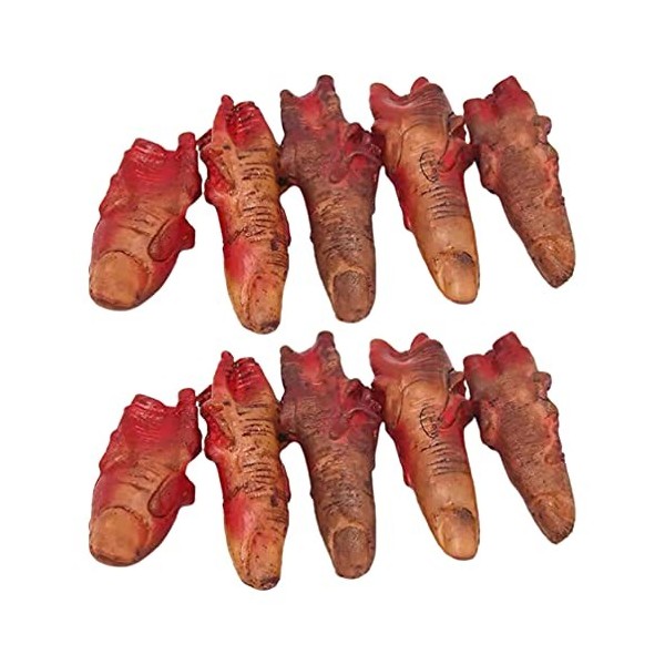 TOYANDONA Lot de 10 doigts ensanglantés pour Halloween rouge foncé 