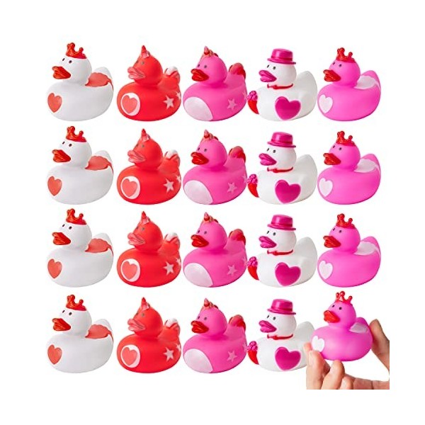 Haooryx Lot de 20 canards en caoutchouc pour la fête des mères,Motif licorne rose,Pour anniversaire de mariage, décoration de