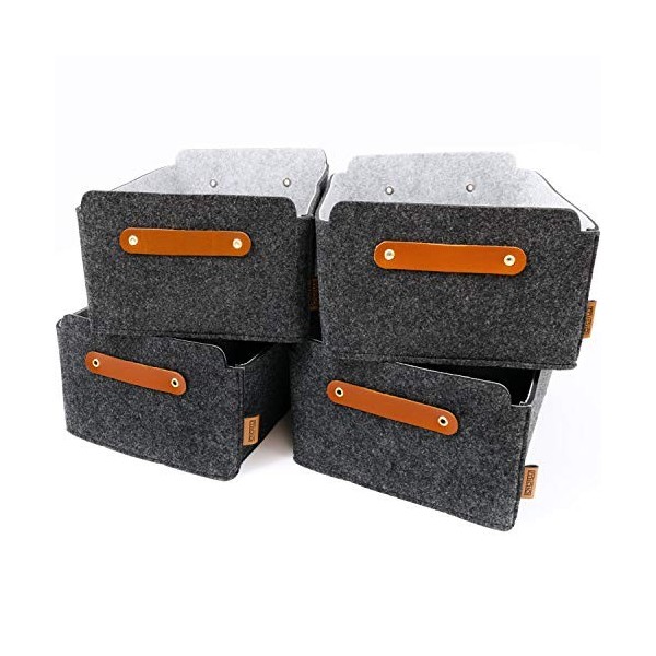 Miqio Lot de 4 petites boîtes DarkGrey