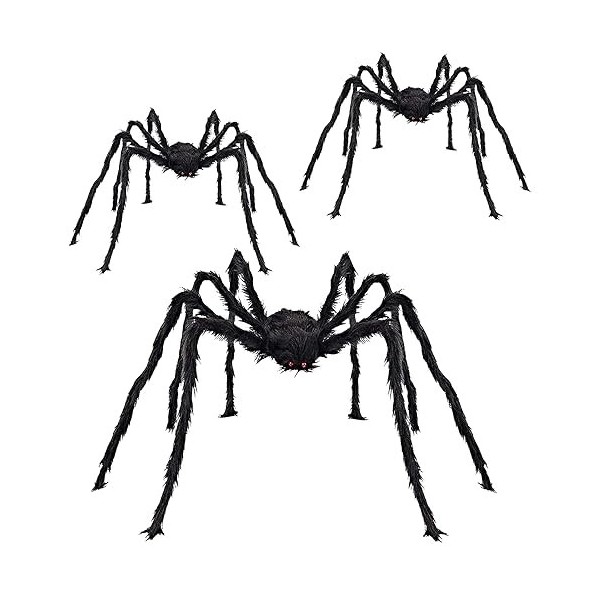 CHBOP 2 x araignée Rampante araignée géante en Peluche Halloween Horreur déco Pliable 75cm Longues Jambes Noires
