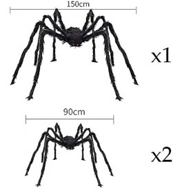 CHBOP 2 x araignée Rampante araignée géante en Peluche Halloween Horreur déco Pliable 75cm Longues Jambes Noires