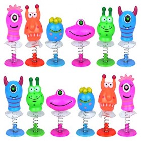 PartyPack Lot de 12 jouets Monster Mix, plumes à sauter, petit cadeau pour fête danniversaire denfant, petits cadeaux pour 