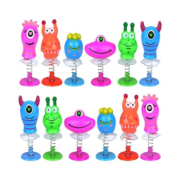 PartyPack Lot de 12 jouets Monster Mix, plumes à sauter, petit cadeau pour fête danniversaire denfant, petits cadeaux pour 