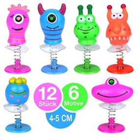 PartyPack Lot de 12 jouets Monster Mix, plumes à sauter, petit cadeau pour fête danniversaire denfant, petits cadeaux pour 
