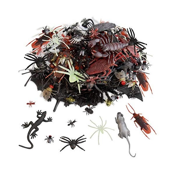 Kalolary 150 Pièces Araignées En Plastique Noir Bugs Halloween Prank Jouets, Réaliste Faux Insectes Rats Chauves-souris Cafar