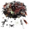 Kalolary 150 Pièces Araignées En Plastique Noir Bugs Halloween Prank Jouets, Réaliste Faux Insectes Rats Chauves-souris Cafar