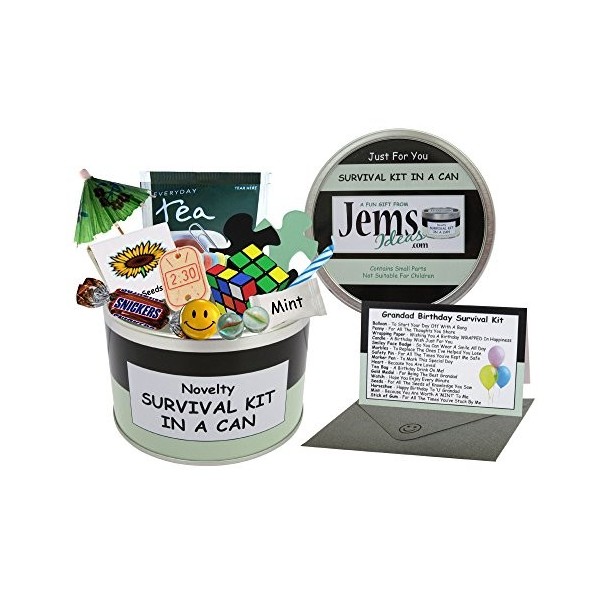 Grandad Birthday Survival Kit In A Can. Novelty Fun Gift - Humorous Granddad Present & Card All In One. Customise Your Can Co