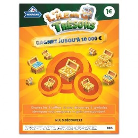 Famille Des Jeux 3 Faux Tickets Gagnants Lîle Aux Trésors à Gratter avec Faux Gains de 5000€ pour Blague Prank Canular Camér