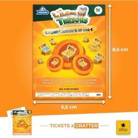Famille Des Jeux 3 Faux Tickets Gagnants Lîle Aux Trésors à Gratter avec Faux Gains de 5000€ pour Blague Prank Canular Camér