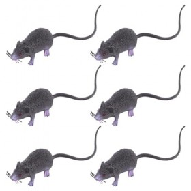 ibasenice Lot de 6 jouets de simulation pour chat en peluche réaliste faux rats - Jouet effrayant pour rats - Accessoire déli