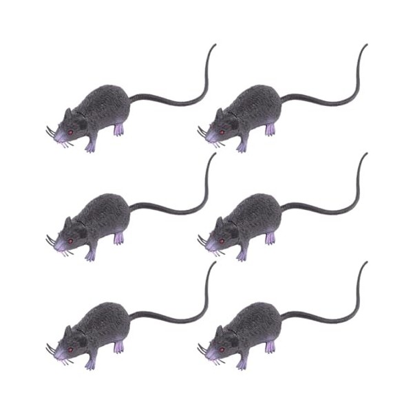ibasenice Lot de 6 jouets de simulation pour chat en peluche réaliste faux rats - Jouet effrayant pour rats - Accessoire déli