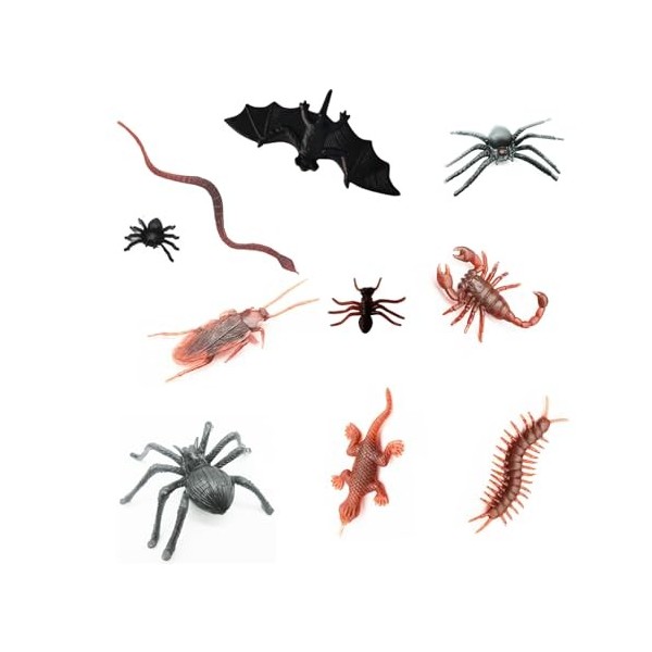 FLEAGE Lot de 108 insectes réalistes en plastique - Accessoires de farce - Insectes, cafards, araignées, scorpions et mille-p