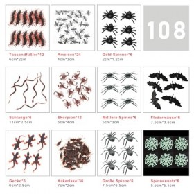 FLEAGE Lot de 108 insectes réalistes en plastique - Accessoires de farce - Insectes, cafards, araignées, scorpions et mille-p