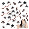 100 pièces Halloween Jouets Fausse Plastique,Jouets d’Insectes Réalistes,Serpents en Plastique Gecko araignée Simulation Joue