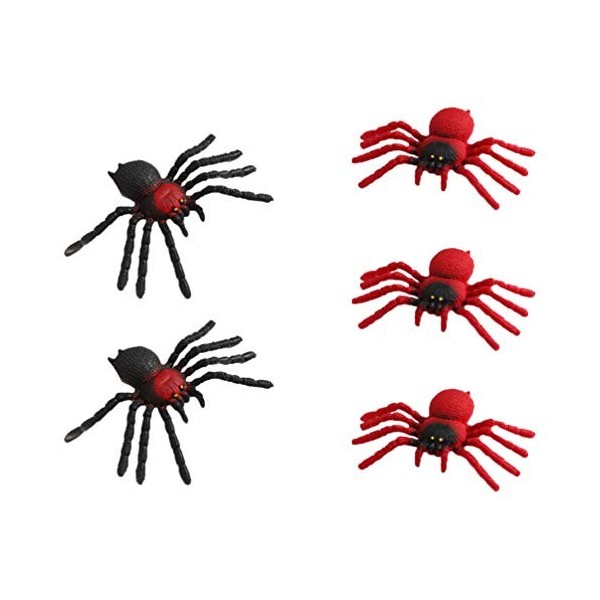 TOYANDONA Lot de 5 araignées réalistes en caoutchouc extensible pour farces et décoration