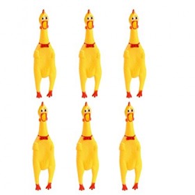 NUOBESTY Lot de 6 jouets amusants en caoutchouc pour chien en forme de poulet hurlant en caoutchouc jaune