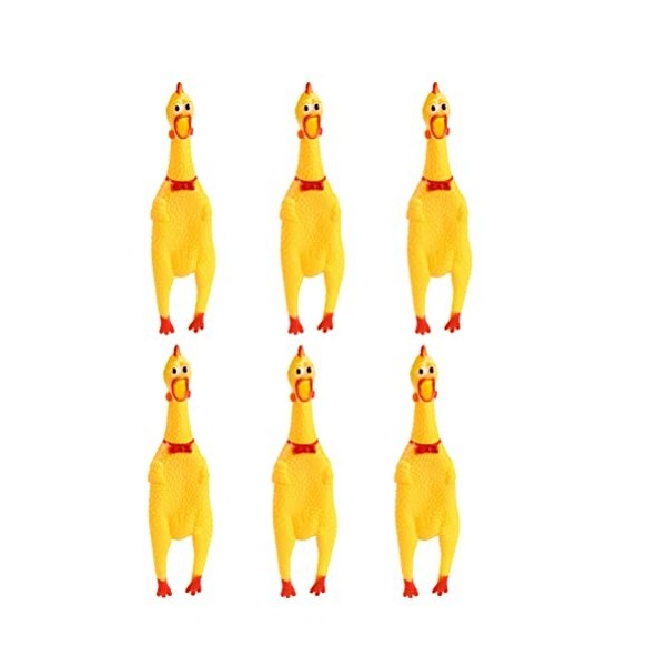 NUOBESTY Lot de 6 jouets amusants en caoutchouc pour chien en forme de poulet hurlant en caoutchouc jaune