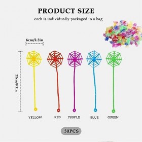TECKI 30 Pièces Jouets Collants en Toile Daraignée - Gadgets dHalloween Amusantes, Haute Élasticité, Couleurs Assorties, La