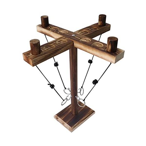 SOARFLY Hooks Ring Toss Game, Quatre Personnes Toss Hameçon et Anneau, interactif, Jeu de Lancer à Anneaux en Bois pour Adult