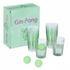 Relaxdays Pong, Lot de 12 gobelets & 3 balles, Jeu à Boire de soirée pour Adultes, Gin-Tonic, Vert, 10030773