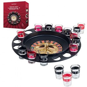 Toys4boys Jeu a Boire Roulette 30cm 16 Verres, Shot Glass Roulette Drinking Game Set, Drinking Roulette