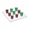 Relaxdays Jeu à boire Morpion, pour adultes, 2 personnes, 9 verres à shot, pour fêtes, dring game XL, transparent