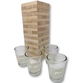 EKNA Jeu Tour flottante - Tour Drunken - Jeux à boire amusants pour adultes - Tipsy Tower - Tour en bois - Tour flottante - J