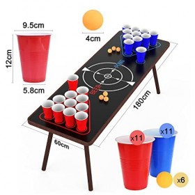 faburo Beer Pong Kit, Jeux à Boire, Pack Complet Beer Pong,Tapis de Jeu Beer-Pong, 22 Tasses, 6 balles, pour Jeu Soirée Jeux 