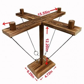 AICARGER Hook Toss Game, Jeu de Lancer danneaux à Crochets, Échelle de Tir en Bois Faite à la Main, Crochet de Lancer et Jeu