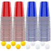 AOLUXLM Jeux à Boire Gobelets,100 American Tasses et 10 balles, 16oz/473ml Plastique Réutilisables gobelets de Fête Cadeau po