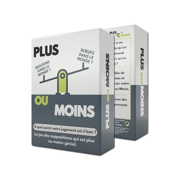 More or Less: Plus ou Moins | Version Française | Jeux de Cartes Amusants pour Les Adultes & Les Enfants |