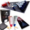 Gartenheld © Tapis de Jeu à Boire Beer-Pong 180 x 60 cm Ensemble Complet Comprenant 22 x Tasses Tasse Rouge/Bleu, 6 x balle