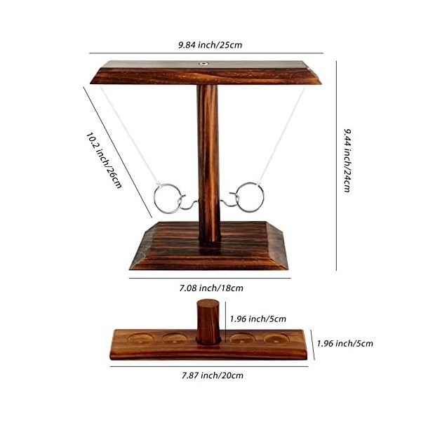 Ring Toss Game, Plateau de Table en Bois, Crochet pour Enfants, Anneau Toss Hook et Anneau intérieur, Jeu de fête de qualité 