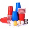 OSDUE Beer Jouer Pong Kit, Jeux à Boire Gobelets, 60 Tasses et 10 Balles, avec des Dés et des Cartes à Jouer, Réutilisables, 
