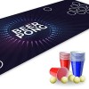 Set Beer Pong I 180 x 60 cm I Tapis de terrain au design électrique I Avec 22 gobelets et 6 balles de tennis de table I Jeu à