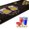 Set Beer Pong I 180 x 60 cm I Tapis de terrain au design électrique I Avec 22 gobelets et 6 balles de tennis de table I Jeu à