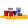 com-four® Ensemble Beer Pong 28 pièces - Jeu à Boire Beer Pong avec 24 gobelets et 4 balles - Jeu de société garçons Contre F