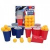 Superbox Ensemble Beer Pong 48 pièces,Jeu à boire pour fêtes, anniversaires, Halloween et Noël,24 gobelets rouges et bleus,24