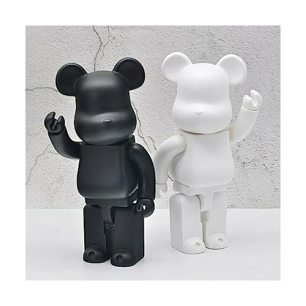 Holludle Bearbrick Figurine en forme dours Blanc/noir Crude Embryon Poupée peinte Graffiti Jouet Hauteur 26 cm
