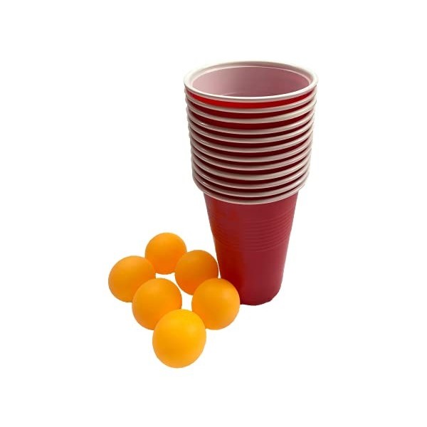 Widdle Gifts- PMS Lot de 18 Verres de bière-Pong dans Un Sac en polypropylène avec Carte en-tête, 12 Tasses/6 balles, 5037241