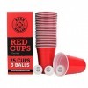 BeerBaller® RedCups | Beerpong Set with 25 Red Beerpong Cups & 3 Beerpong Balls | 473ml 16oz