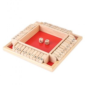 Mini Shut The Box: 4-Player Jeu de Société - Jeux à Boire - Jeux dAmbiance avec Nombre et Dés en Bois pour KTV Soirée Fête B
