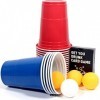 Upchase 50 Beer Pong Tasses Set, Gobelet Réutilisable, Rouges et Bleues 16oz 473ml, 10 Balls de Ping-Pong