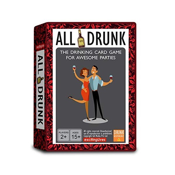 exciting Lives Jeu à boire All Drunk Party - Jeu à boire amusant pour adultes pour les fêtes et les questions amusantes et pe