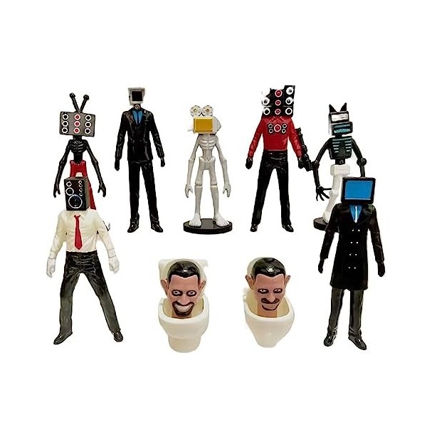 Sunknight Skibidi Figurine de toilette Modèle - 9 pièces Titan Speakerman TV Man Figures Spoofing Set de décoration de jouet,
