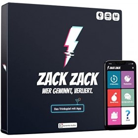 Zack Zack - qui gagne, perd ! - Jeu à boire avec application - Jeu de société - Plus de 1000 tâches - Jeu de fête - Jeu de dé