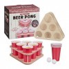 Relaxdays Set Beer Pong, Boire 16 pièces, 12 gobelets, Supports & balles, Jeu d’Alcool Adultes, Naturel/Rouge, 10039136, 13 x